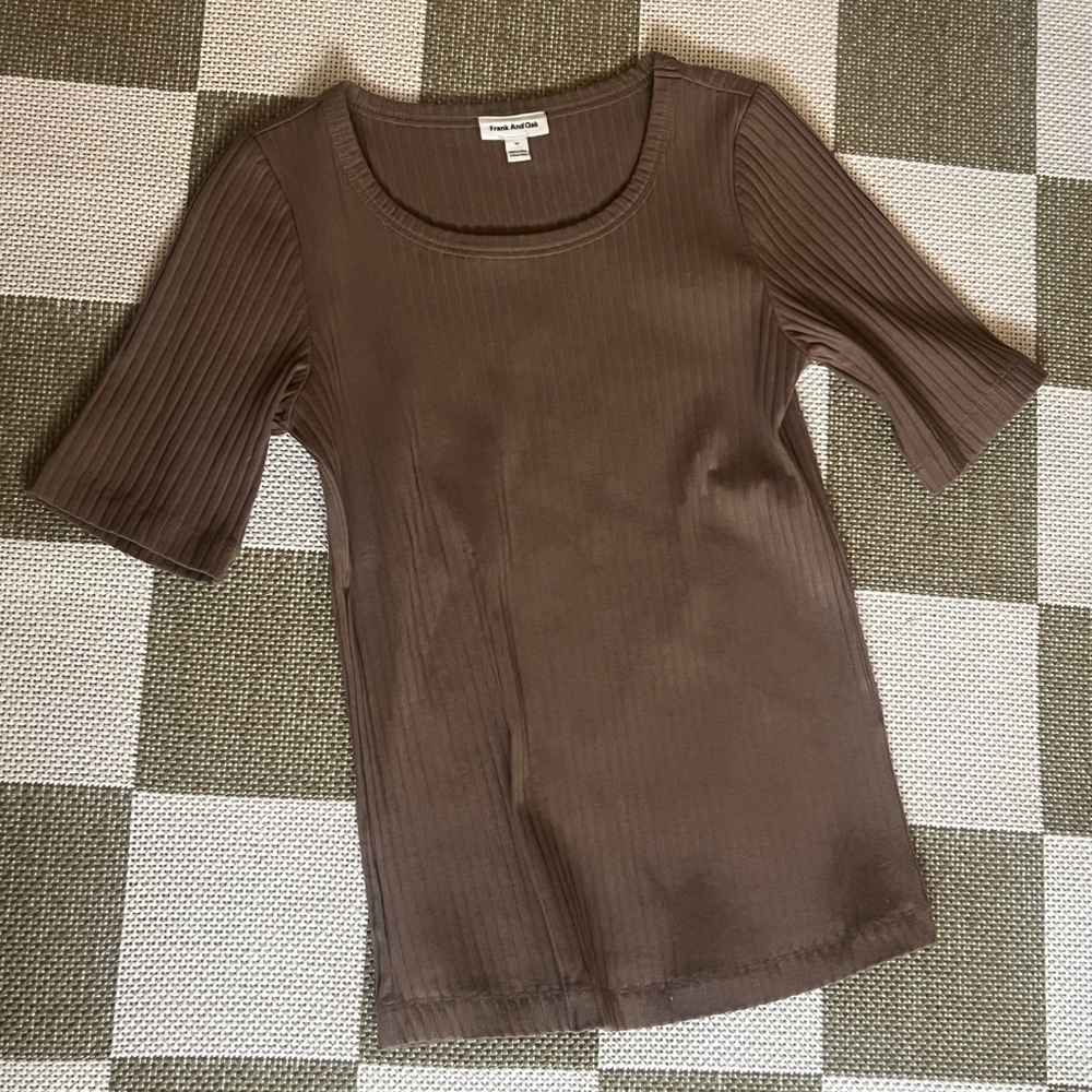 Brown Ribbed Women's Top